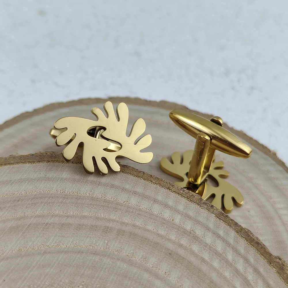 

Creative leaf men's cufflinks, suit business banquet, gifts to boyfriend, exquisite stainless steel cufflinks