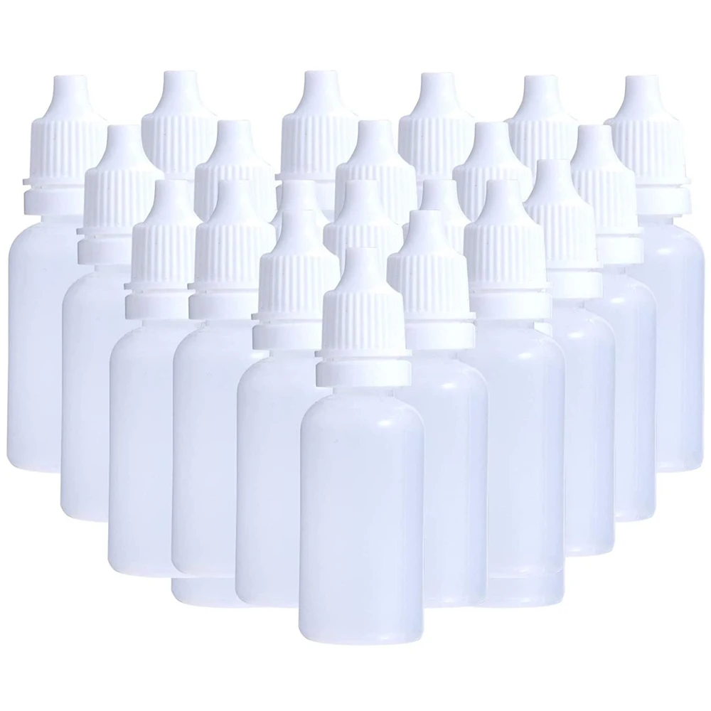 5PCS 5m/10ml/15ml/20ml/30ml/50ml/100ml Plastic Empty Squeeze Eye Juice Liquid Dropper Bottles with White CRC Caps Free Funnel