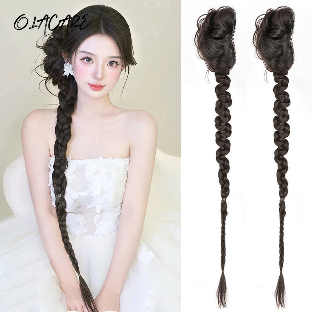 OLACARE Synthetic Hair Extension Braided Ponytail Fashion Long Twist Braided Ponytail Extension Hair Accessories Hip Girl Daily