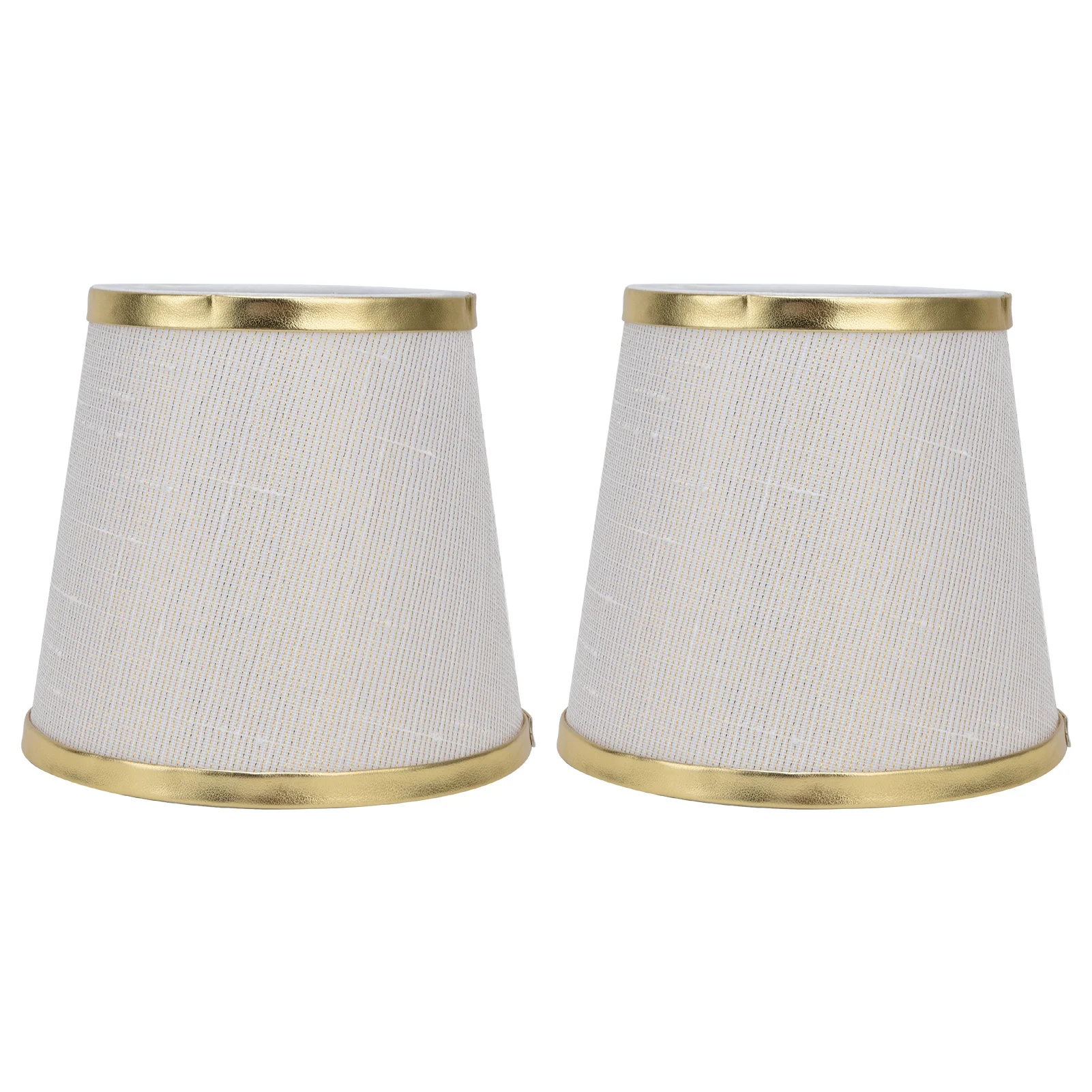 

2Pcs Cloth Lamp Shade Fabric Table Lamp Cover Chandelier Wall Lamp Lampshade Beige White Gold Edging 11.5x15.3x14cm