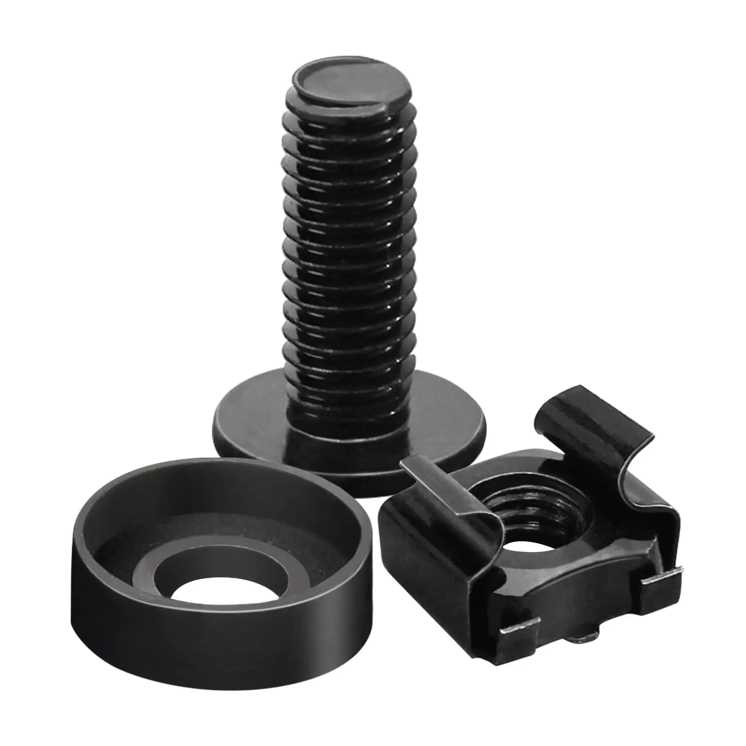 Kit com 50 Parafusos e Arruelas Pretas M6 x 16mm para Montagem de Hardware em Rack de Servidor