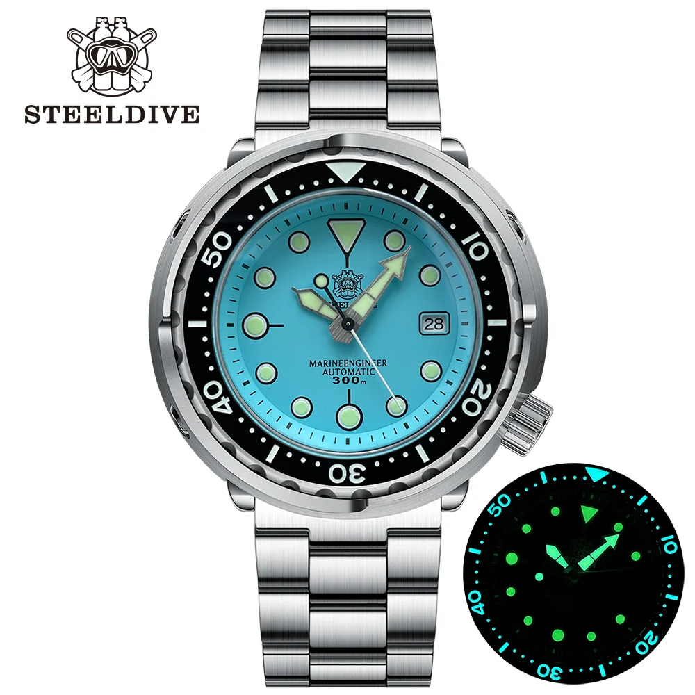 

2023 New SD1975 STEELDIVE Tuna Classic Watch For Men Super Luminous Ceramic Bezel 300M Waterproof 316L Case NH35 Dive Wristwatch