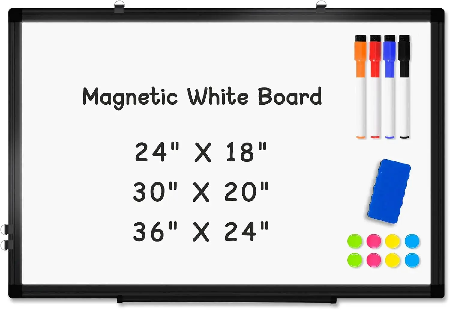 

36x24 Inch Magnetic Whiteboard with Aluminum Frame, Dry Erase Board for Home Office School Kitchen