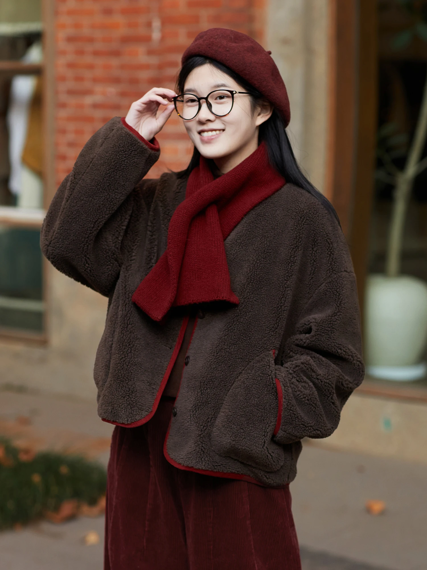 

Теплое утолщенное пальто из овечьей шерсти, короткое, зимнее, модное, женская верхняя одежда, из смесовой шерсти и полиэстера, прямого кроя, в художественном стиле