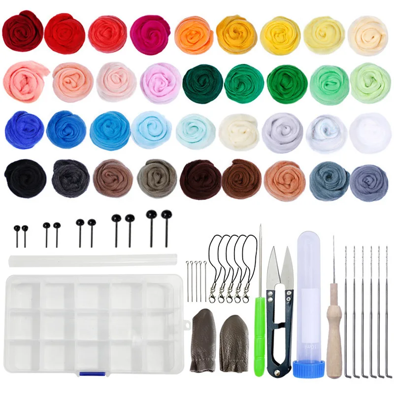 40 Color Needle Felting Kit Wool Felting Tools Handmade Felt Needle Set Wool Felting Fabric Materials Accessories