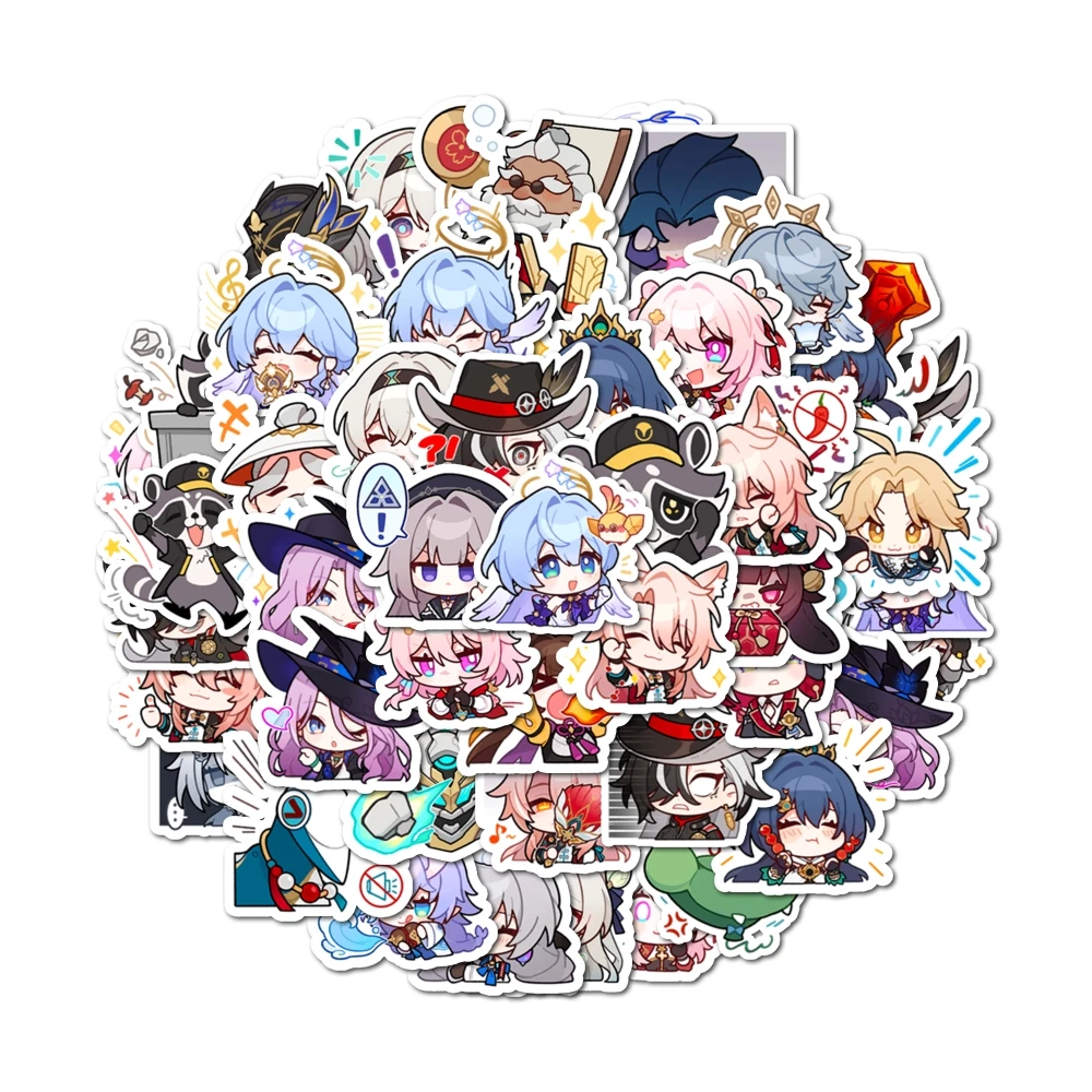 48pcs Game Character Honkai: Star Dome Railway Stickers Can Be Used To Decorate Phone Cases, Refrigerators, Suitcases, Etc