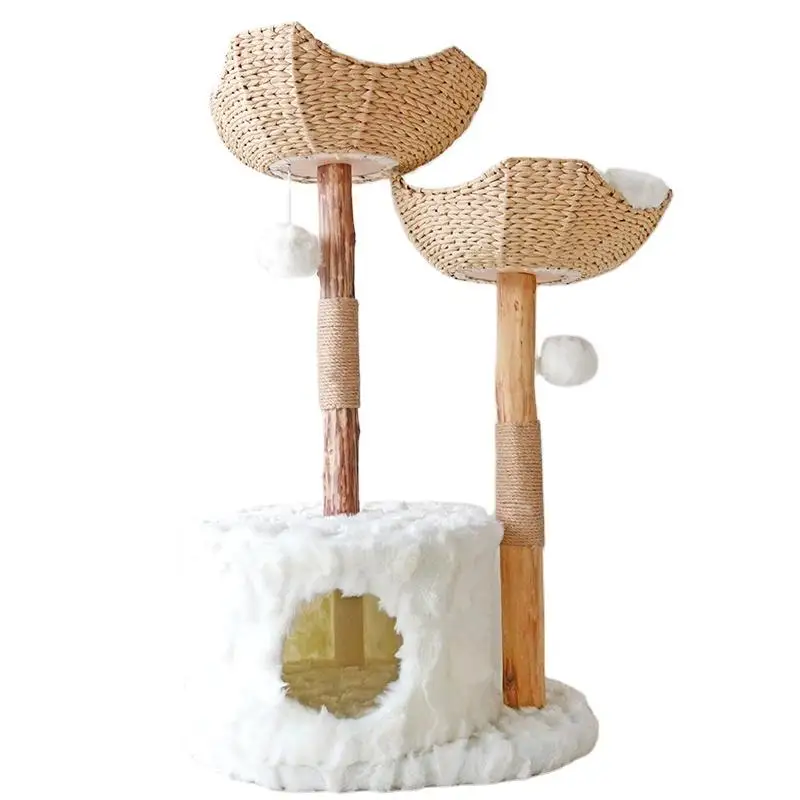 2023 New Designed Luxury Cat Tree Tower Real Branch Wood Luxury Cat Condo Scratching Tree