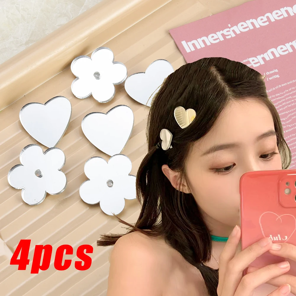 Sweet and Cool Spicy Girl Mirror Face Love Flower Bang Clips Fragmented Hair Duck Mouth Clips Small Side Clips Hair Accessories