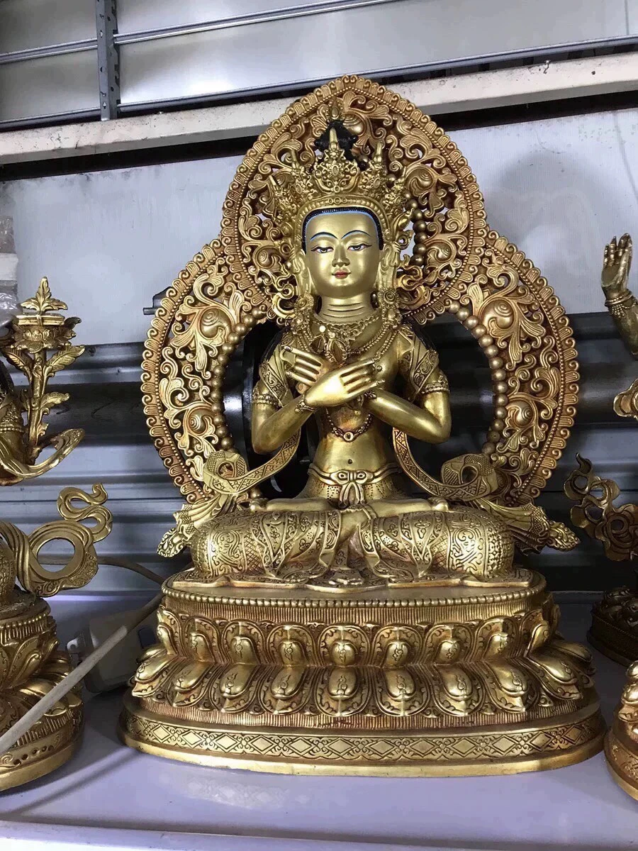 Tibetan Tantra pure copper gilt King Kong always holds Buddha statues all copper backlit Buddha statues home ornaments