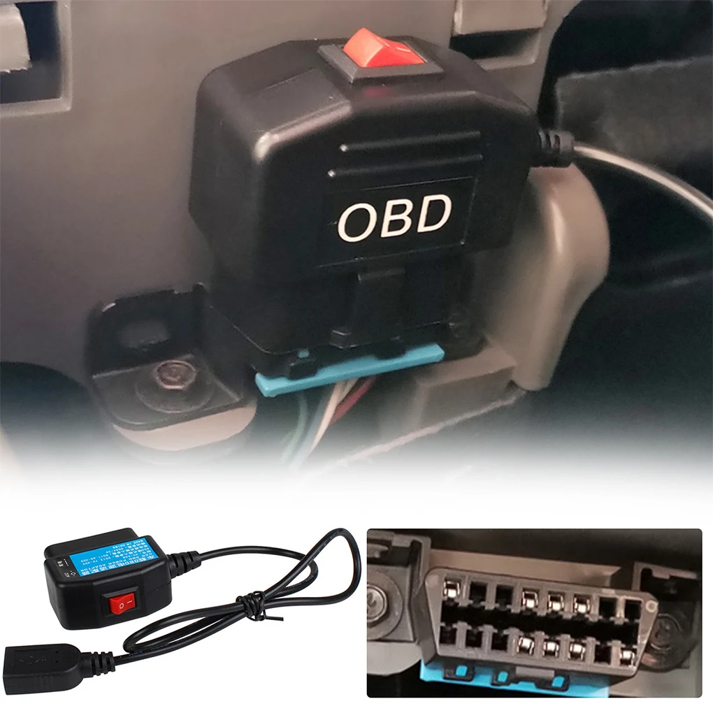 Dash Cam Power Adapter Voltage Reduction OBD Charging Cable Switch