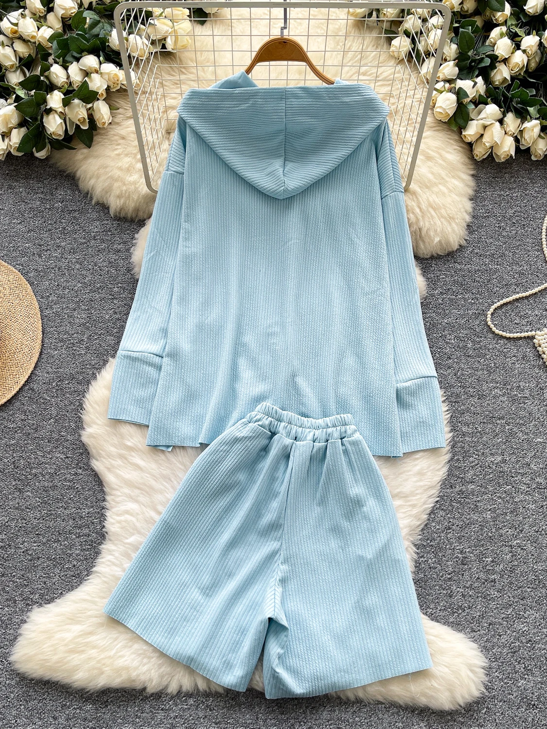 Faionable High Waist Loose Long Sve Top And orts Set Chic Lazy Sle Versatile Casual Outfit for Women Autumn Wear