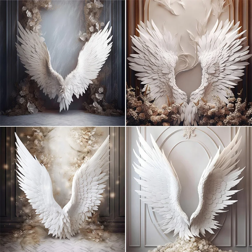 Mehofond Photography Background Elegant White Angel Wings Adult Birthday Wedding Maternity Portrait Decor Backdrop Photo Studio