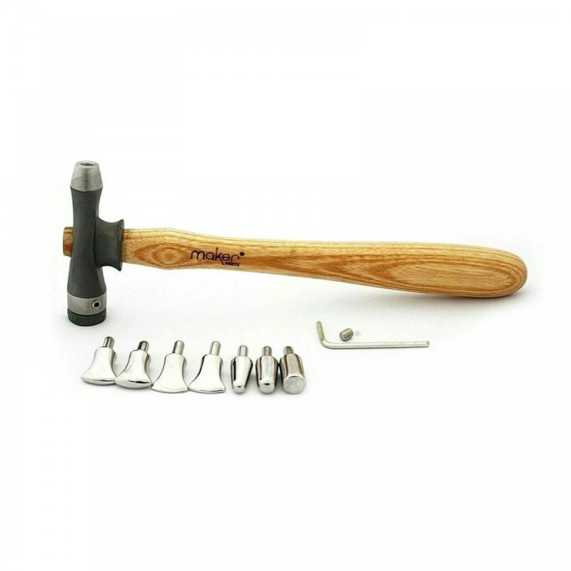 Fretz MKR-7/7 Deluxe Maker Hammer 7 Metal Inserts Nylon End Non-Marring Repoussé Texturing Jewelry Chasing Metalsmith Hammer