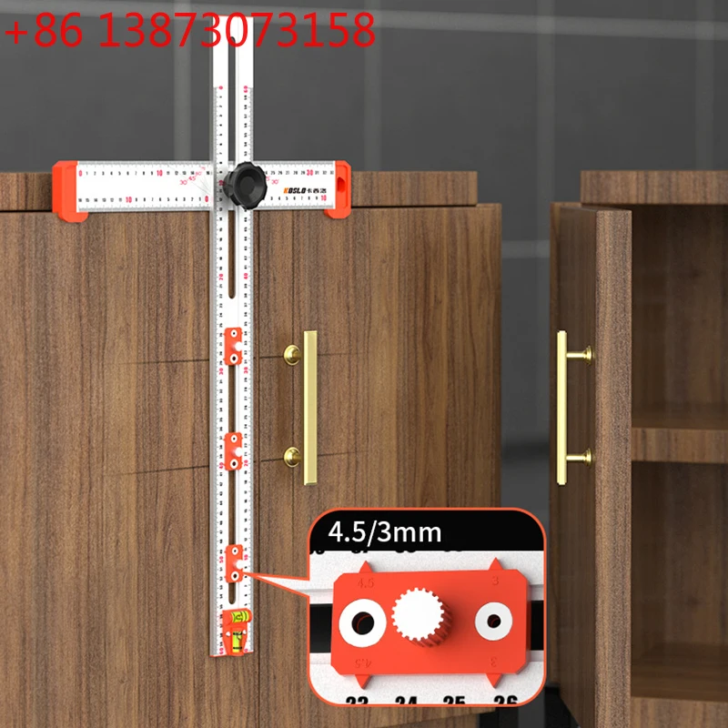 Woodworking 2-in-1 Punching Positioning Ruler T-Shaped Ruler Multifunctional Angle Ruler,Aluminum Alloy Marking Measuring Tool