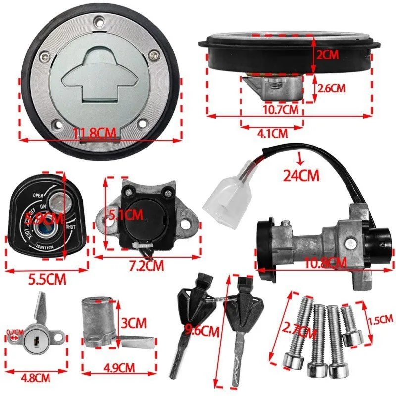 NEW HOT In Stock-Motorcycle Ignition For Switch Fuel Tank Cap Lock Keys For MT15 Mt15 Fuel Gas Cap Steering Lock Set