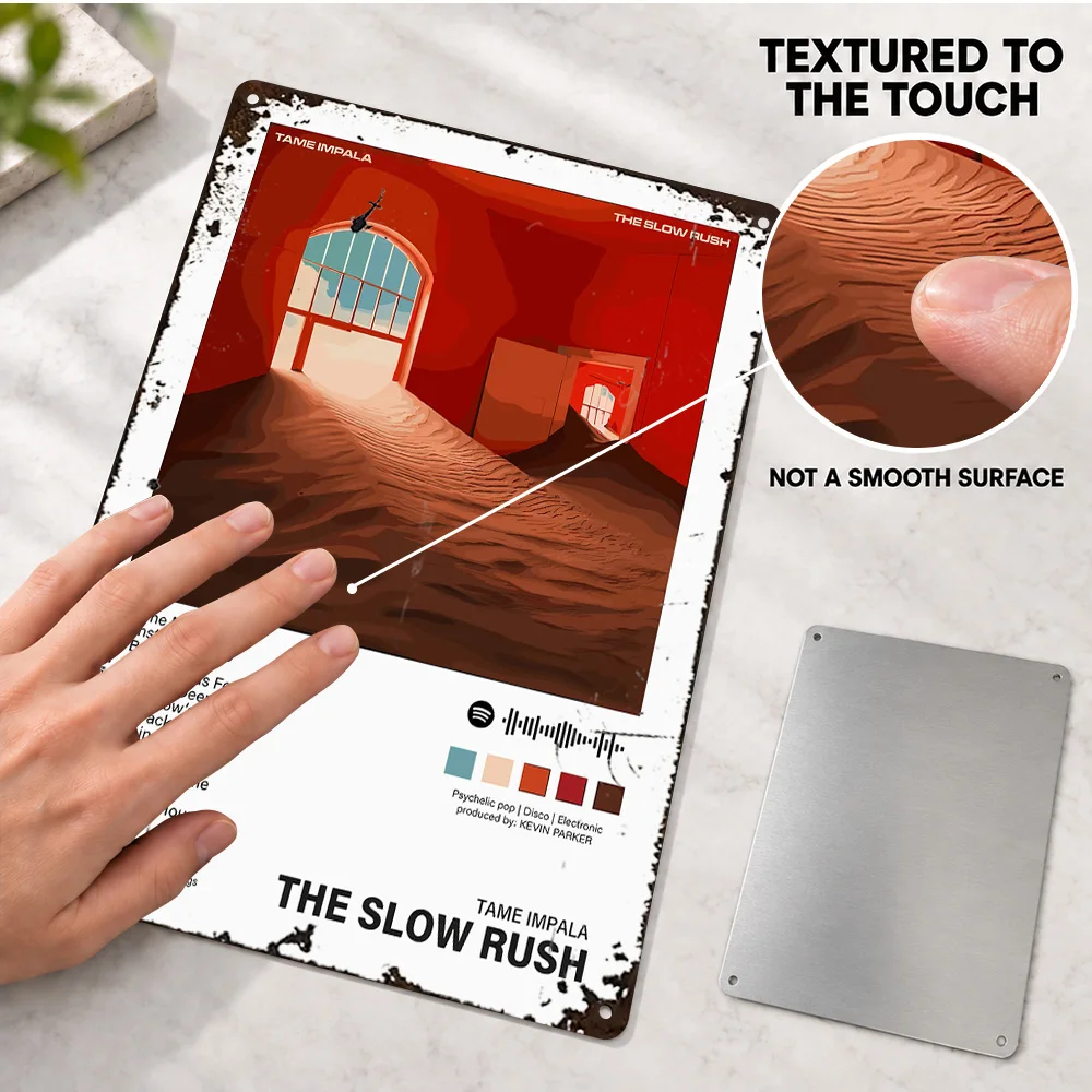 Tame Impala The Slow Rush Album Printed Poster Customized Aluminum Metal Sign Red Room Illustration Wall Art For Home Studio