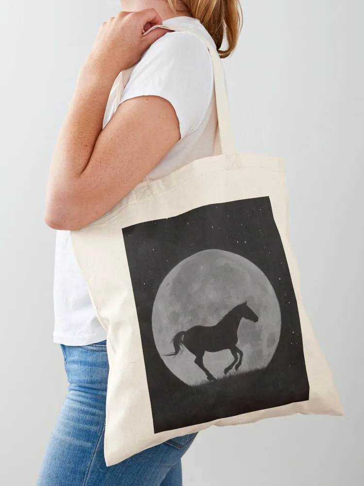 

Lunar Horse Running in Night Sky with Big Full Moon Tote Bag Gift bag hand bags Reusable bags