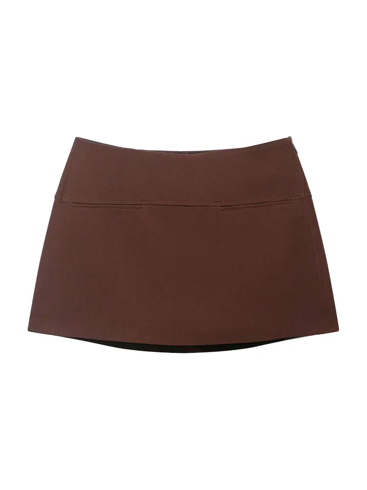 

Women's Fashion Solid Skort mid Waist Side Zipper Female Skirt Short Combination Elegant Casual Women's Clothing