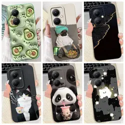 Soft Liquid Silicone Bumper For Vivo Y27s Y27 4G 5G Phone Cover Black Cat Panda Cute Cartoon For Vivo V2249 V2322 Case Funda