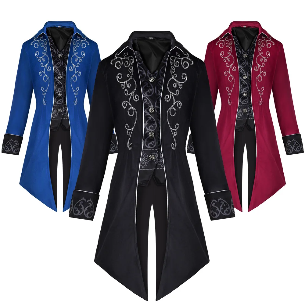 

loween Tailcoat Cosplay Men's Long Jaet Punk Sle Retro Medieval Costume New Arrival Winter 2024 Ladies' Ethnic Wear