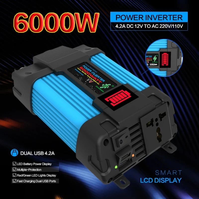 inverter DC 110V/220V Solar Panels System 12V Battery Charge Controller 6000W Solar Inverter Complete Power Generation