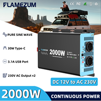 2000W Continuous Power Pure Sine Wave Inverter Peak Power 4000W DC 12V to AC 230V 50HZ EU Socket LCD Car Voltmeter Converter