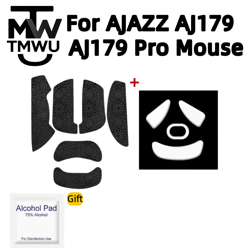 For AJAZZ AJ179 AJ179 Pro Gaming Mouse Grip Tape Pre-Cut Anti Slip Sweat Resistant PTFE Feet Skates Alcohol Pad Gift