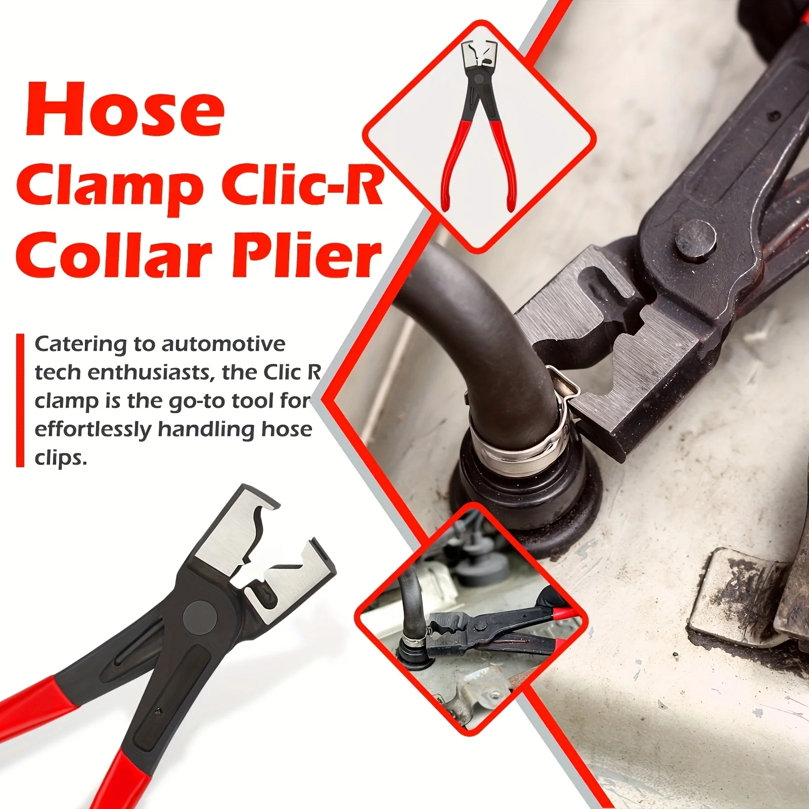 Professional Hose Clamp Pliers Set of 4 - Fuel Line Disconnection and Removal Tool Kit for Auto Repair