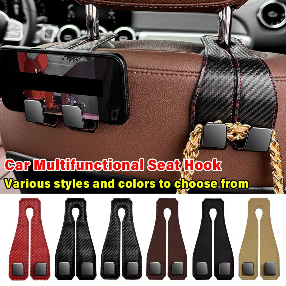 Universal Car Headrest Hook Premium Suede Rear Seat Hanging Dual Hook 20KG Large Load-Bearing Alloy Hook Hanger Tool Accessories