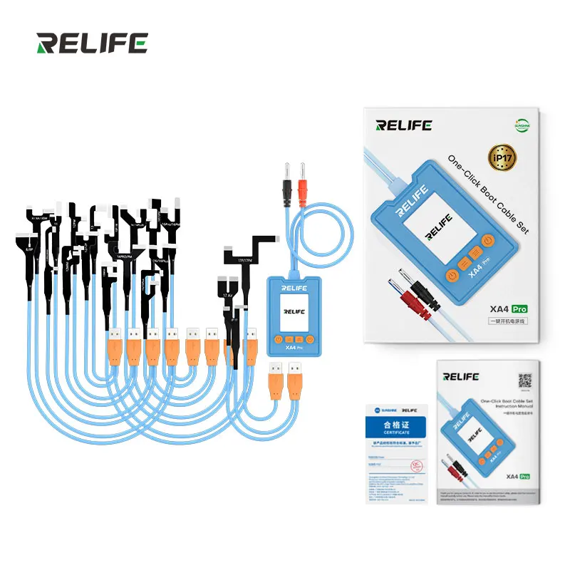 RELIFE XA4 Pro One-touch Power Cable FOR IPhone 8G-17 Pro Max with USB + Type-C ,2-inch HD Display,Data Storage and Playback