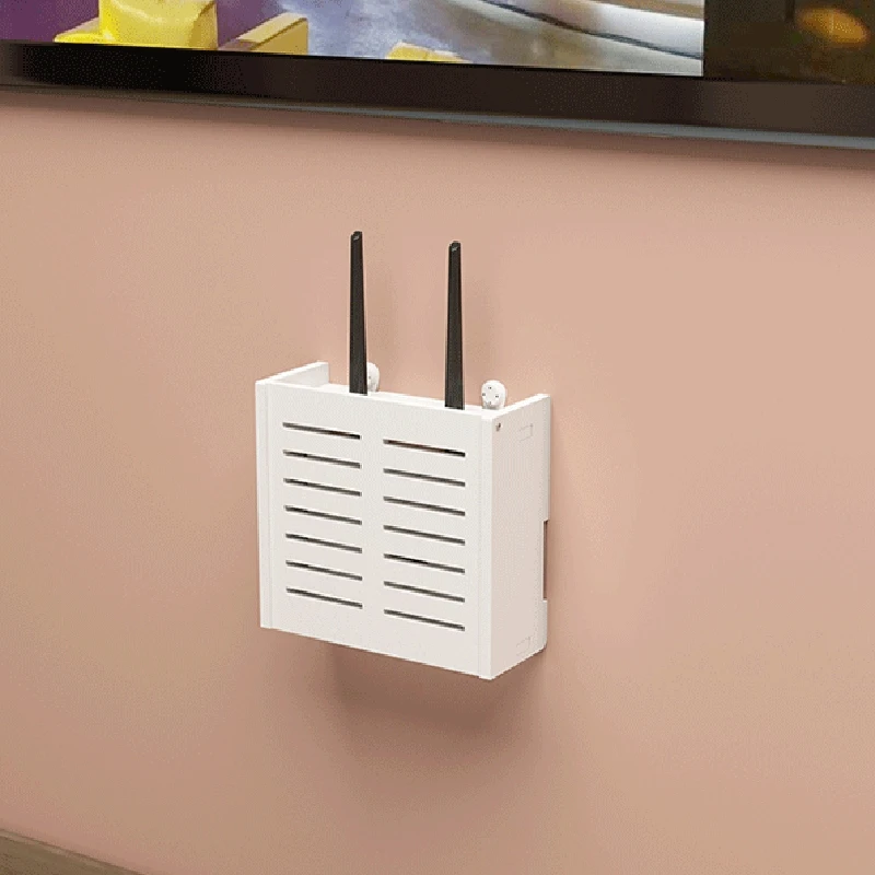 Wall-Mounted Router Storage Box Wall Organizer Bracket, Multi-Purpose Cable Management Shelf for WiFi Devices Storage Rack