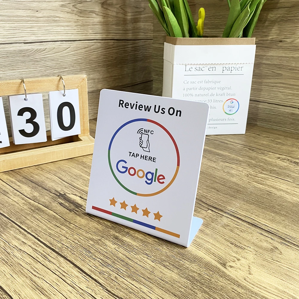 nfc stand 13.56Mhz Programmable Google Reviews NFC Stand Table NT/AG216 NFC Google Review Display nfc card personalized Custom