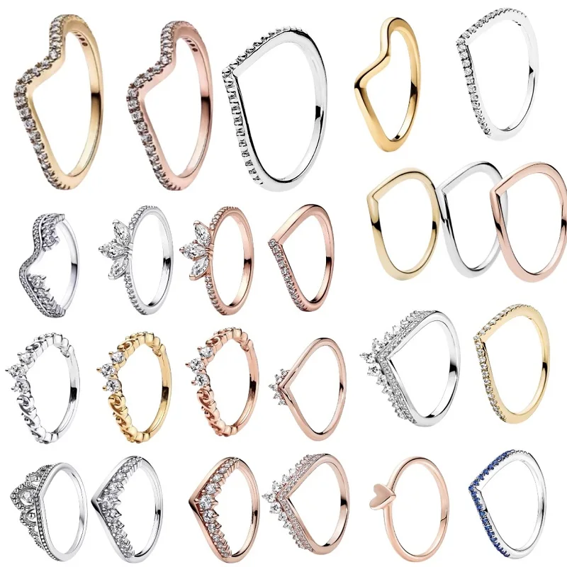 

Классическое кольцо с короной из 100% стерлингового серебра 925 пробы, легкий роскошный шарм, изысканное, подходит для женщин, модные ювелирные изделия на День святого Валентина, подарки