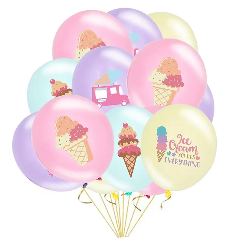 Lody Cartoon motyw imprezowy aranżacja Popsicle urodziny flaga do ciągnięcia balon lateksowy ciasto wkładka karta letnia dekoracja imprezowa