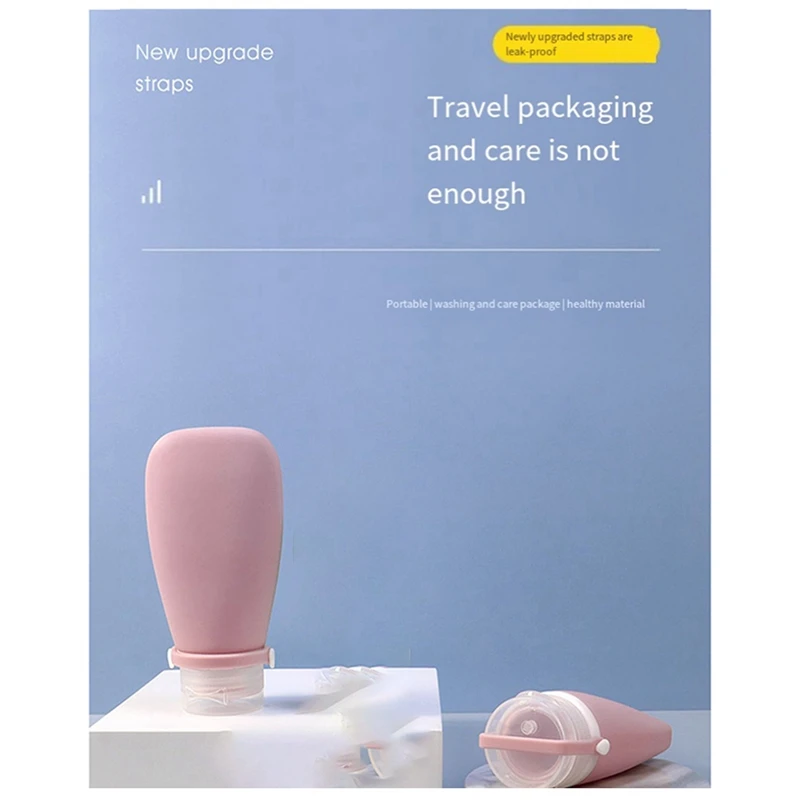 Garrafa de recarga de silicone para viagem de 90ml, gel de banho, garrafa de recarga de shampoo, garrafa vazia de recarga de aperto