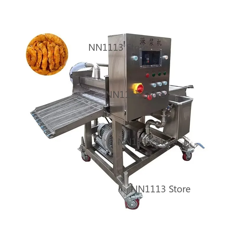 Máquina automática de bater pan de camarones y pollo frito, máquina de recubrimiento de masa de hamburguesa Tempura