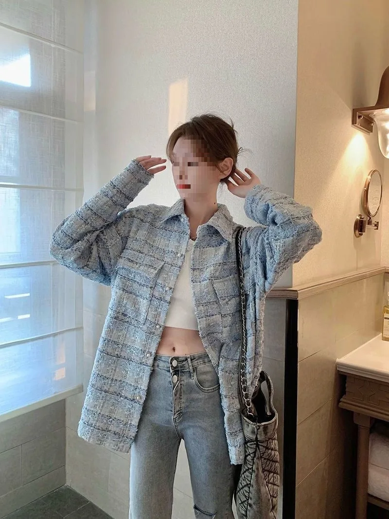 

Tweed Jacket Girl Womens Autumn-Winter Waterproof Adjustable Sportwear Hooded Quilted Noctilucent Outdoor Trendy Recreation Lady