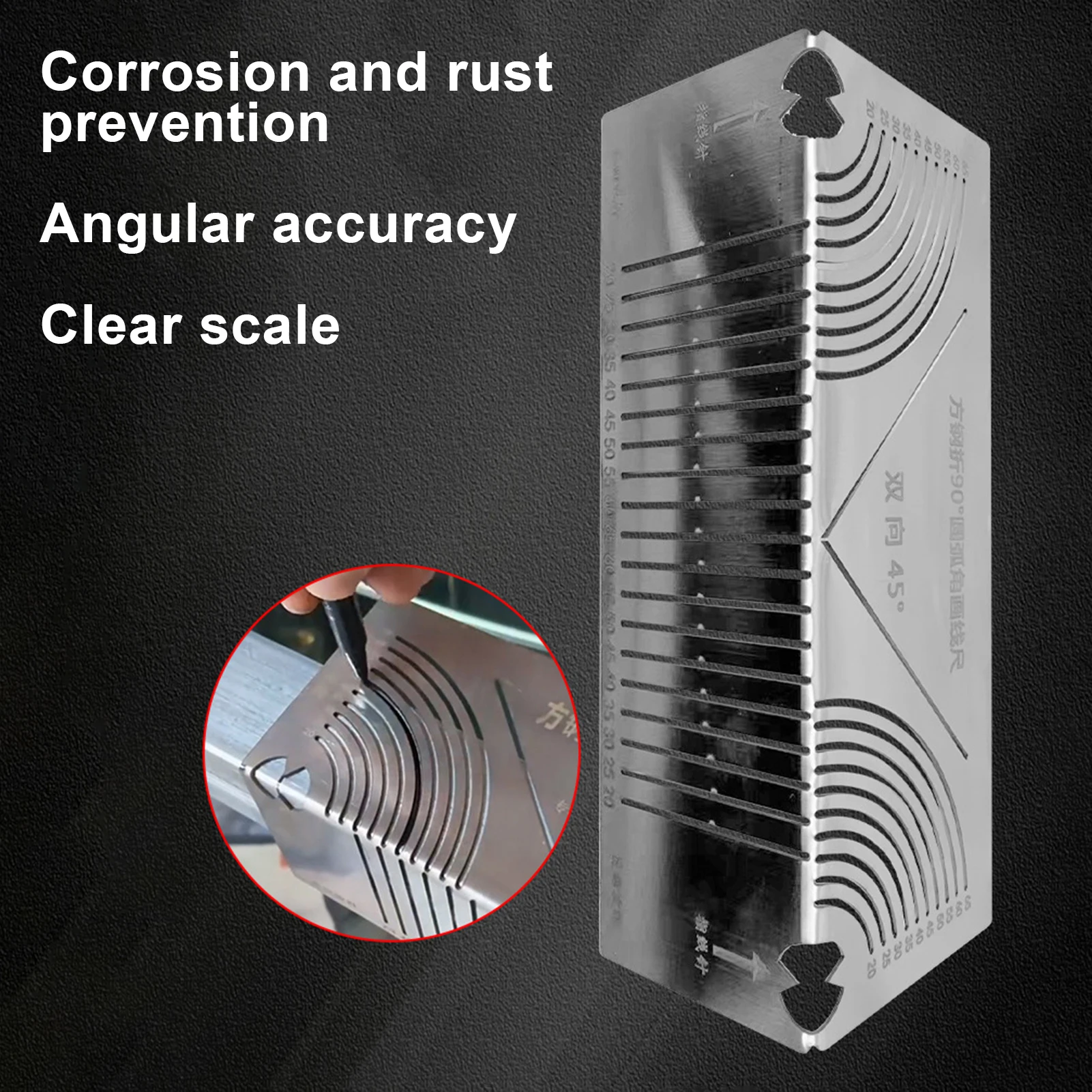 Angle Arc Marking Tool Ruler Ergonomic Design DIY Dual-Purpose Scriber Pipe Cutting Guide Tool