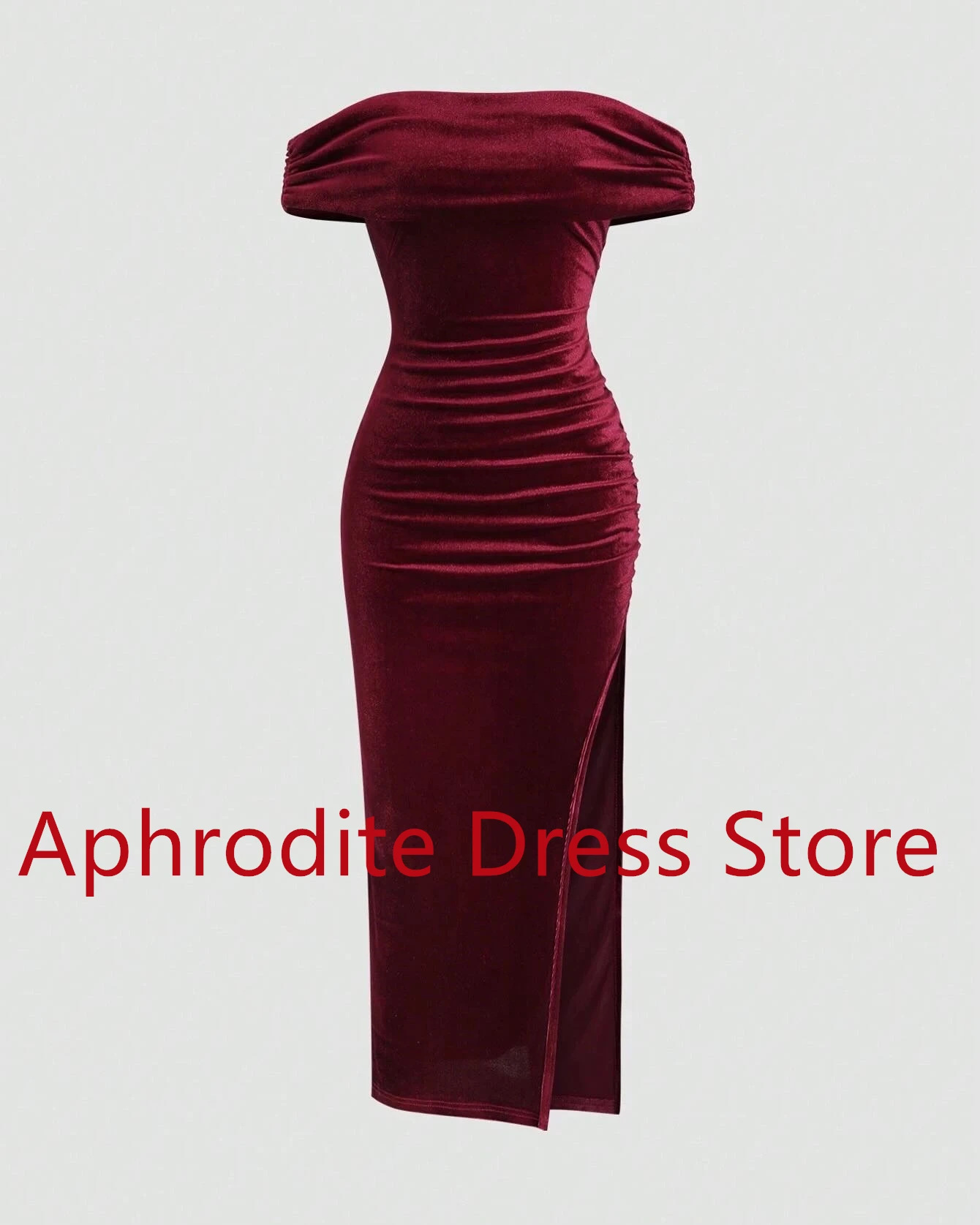 Customized Simple Velour Evening Dress Temperament Boat Neck Off The Shoulder Sleeveless Prom Dress Temperament Part