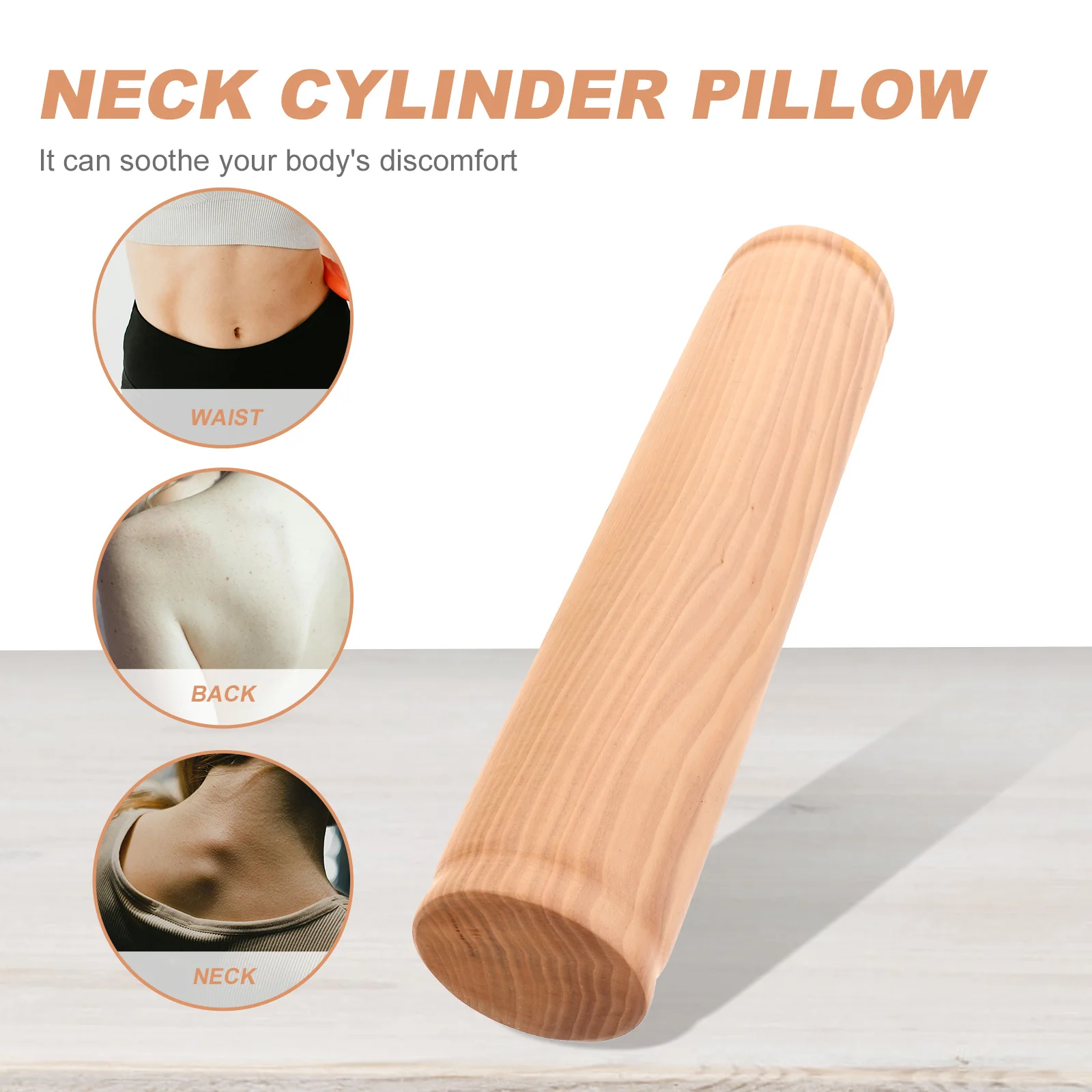 

Polished Wooden Pillow 6cm Cervical Support Cylinder Neck Pillow Steam Room Shoulder Relaxation Smooth Surface