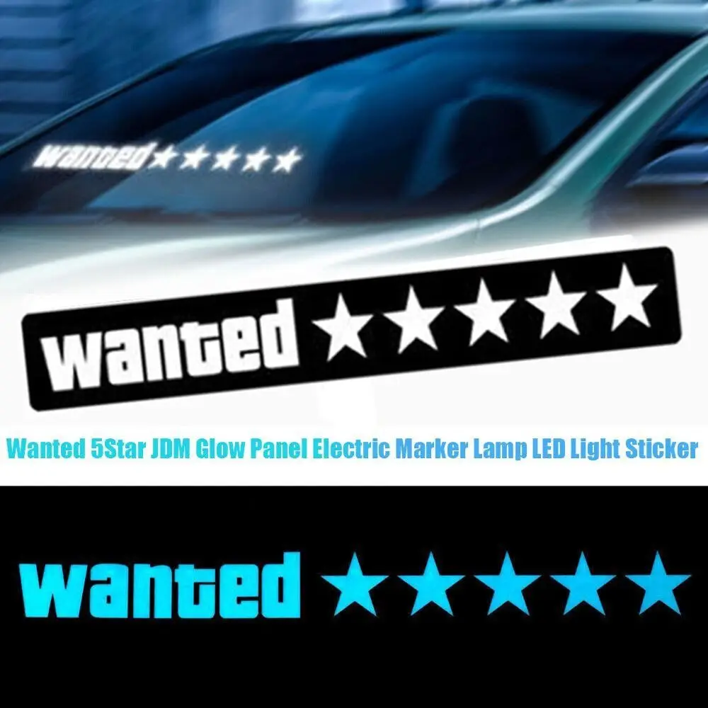 Windshield Electric LED Wanted Car Window Sticker Auto Moto Safety Signs Decals Decoration