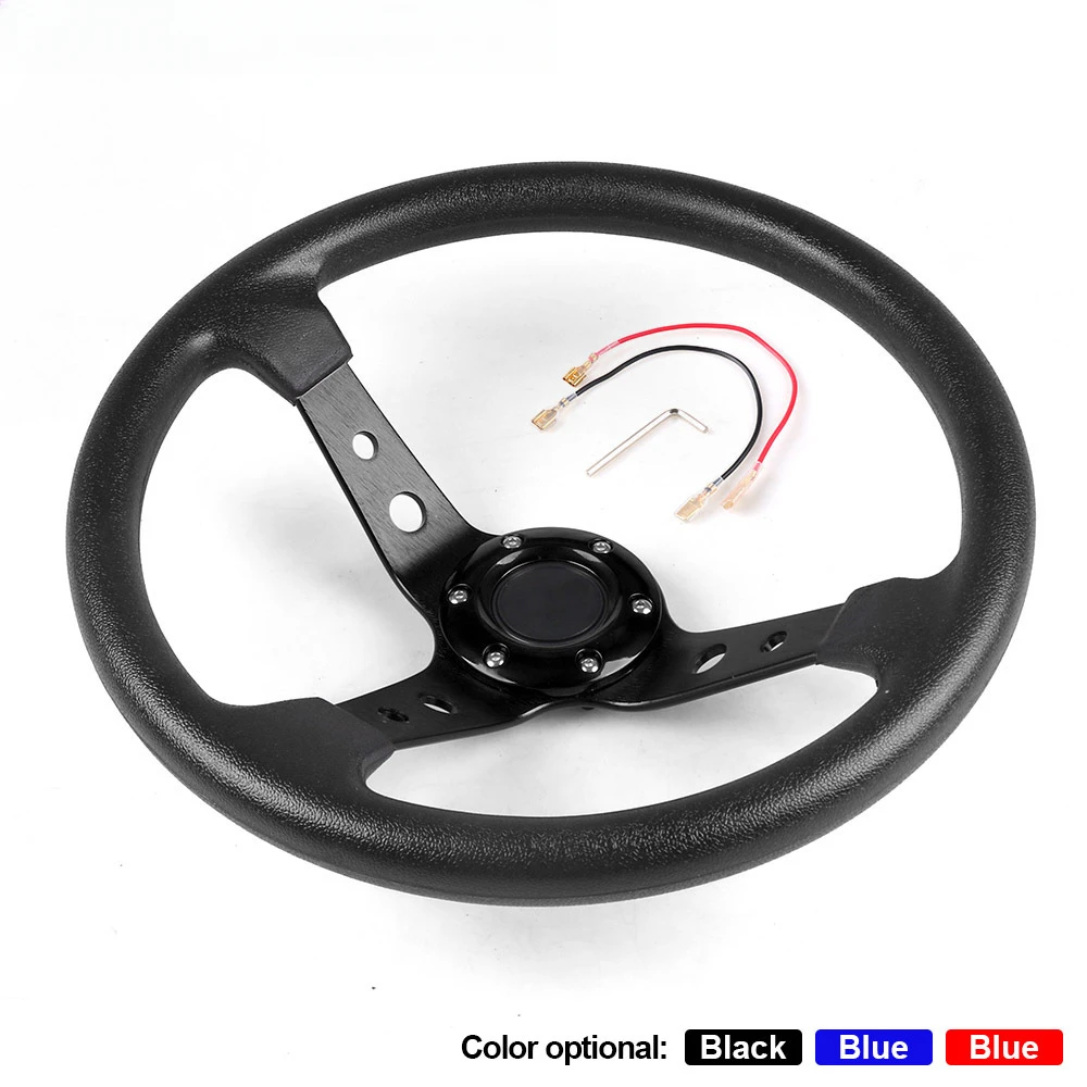 

14inch 350mm PU Leather Car Racing Steering Wheel Aluminum Alloy Deep Corn Dish Sport Drifting Steering Wheels Universal