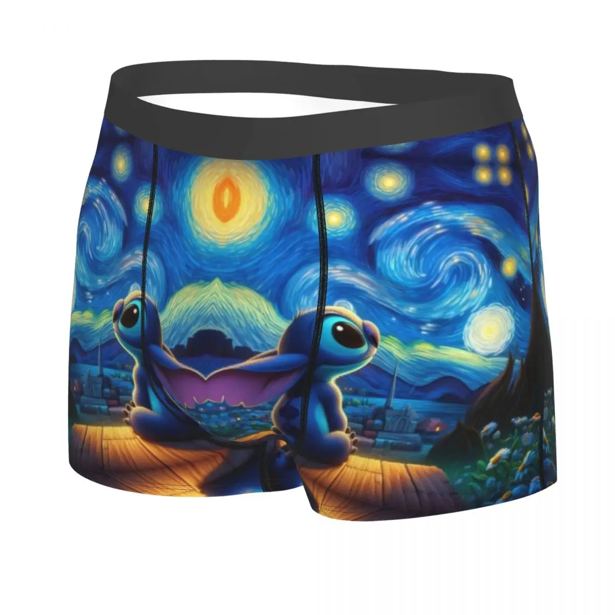 Custom Stitch Van Gogh Starry Sky Underwear Men Printed Boxer Briefs Shorts Panties Soft Underpants