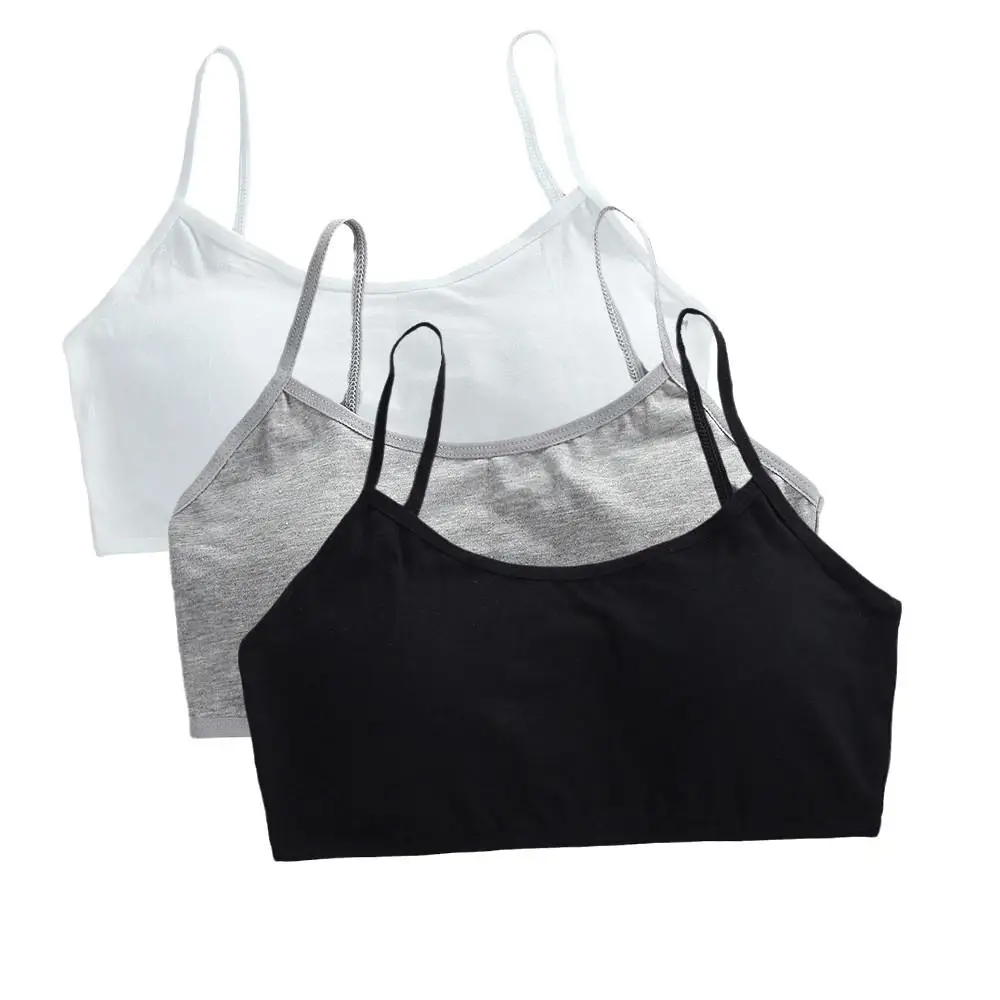 3 Stuks Tiener Meisjes Katoenen Tube Tops Jonge Kinderen Onderkleding Student Meisjes Draadloze Effen Kleur Bh Kinderen Sport Training Bh Vest