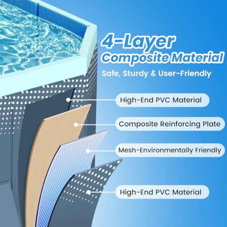 Foldable Non-Inflatable Above Ground Framed Swimming Pool for Backyard Family Pool 113