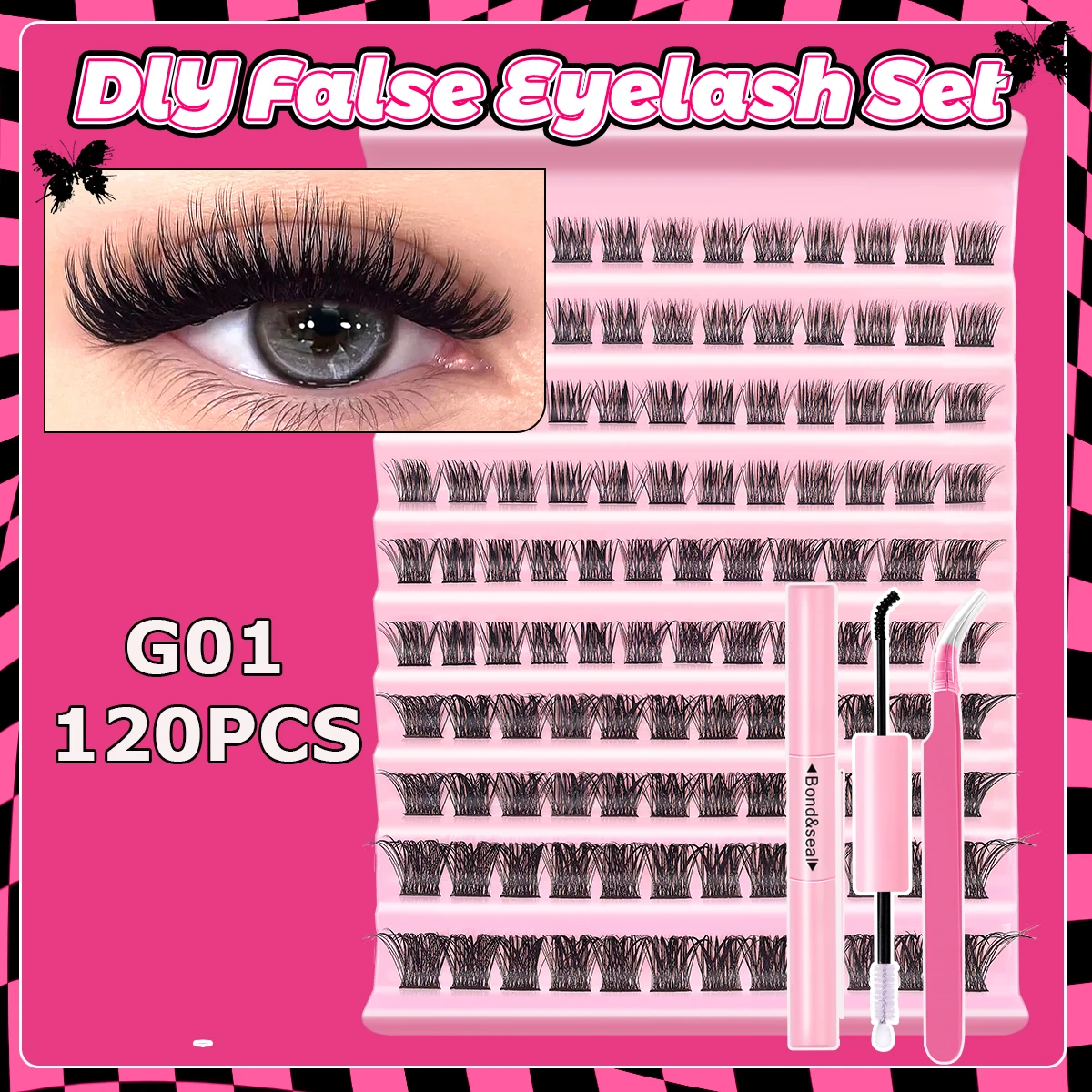 30D/40D/80D 混合長さ 8-16mm ボリュームのあるつけまつげ、接着剤とピンセット付き、DIY アプリケーションやお祝いの機会に