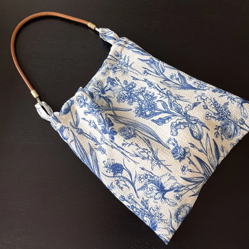 Vintage Floral Women's Shoulder Bag Thin Cloth Ladies Shopping Tote Bags Summer Travel Crossbody Bags Retro Handbags for Female