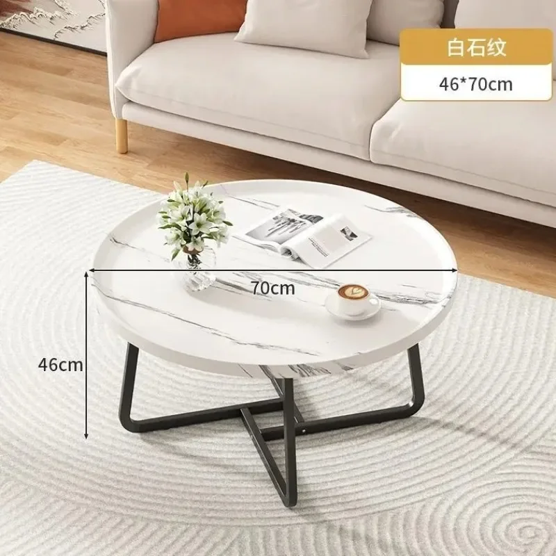 Nordic Marble pattern coffee Table Small Unit wood Table Modern Luxury Household center table Circular Combination living room