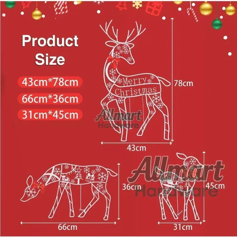 

Домашнее праздничное украшение, светодиодный светящийся набор из трех предметов с оленем, металлическая рождественская семья из трех человек, орнамент с оленями