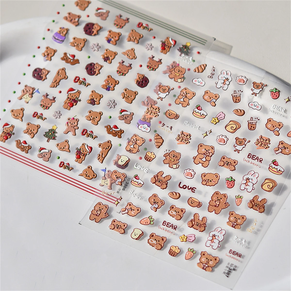 1 pçs 5d alívio animais arte do prego kawaii adesivos dos desenhos animados urso coelho cão auto adesivo transferência decoração do prego decalques deslizantes diy